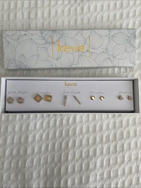 Kevia Gold Tone Stud Earring Set - 5 Pairs